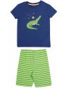 frugi - Bio Kinder Schlafanzug kurzarm "Porth" mit Krokodil-Applikation und Streifen