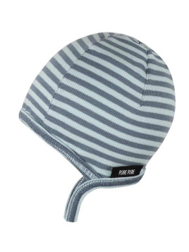 pure pure by BAUER - Bio Baby Erstlingsmütze mit Streifen, storm/blue