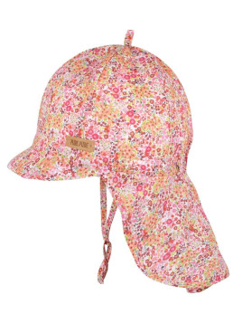 pure pure by BAUER - Bio Kinder Mütze mit Nackenschutz und Blumen-Muster, UPF 10+