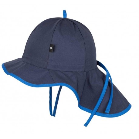 pure pure by BAUER - Bio Kinder Mütze mit Nackenschutz und Einfasskante, UPF 50+, navy
