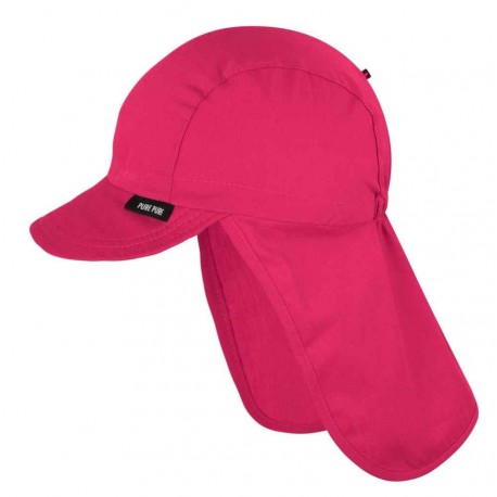 pure pure by BAUER - Bio Kinder Mütze mit Nackenschutz und Schirm, UPF 50+, magenta