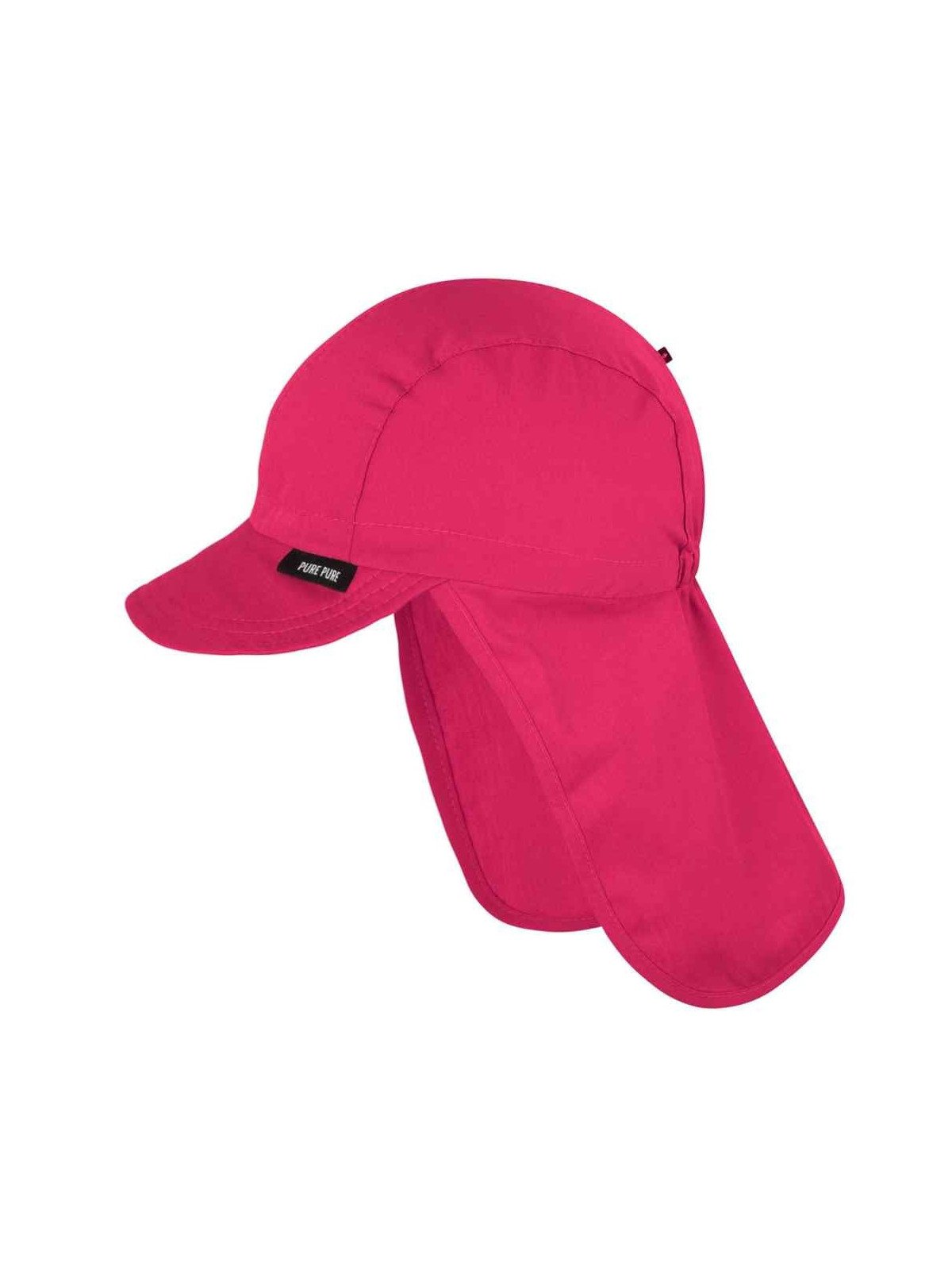 pure pure by BAUER - Bio Kinder Mütze mit Nackenschutz und Schirm, UPF 50+, magenta