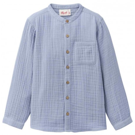 People Wear Organic - Bio Kinder Musselin Hemd, blau