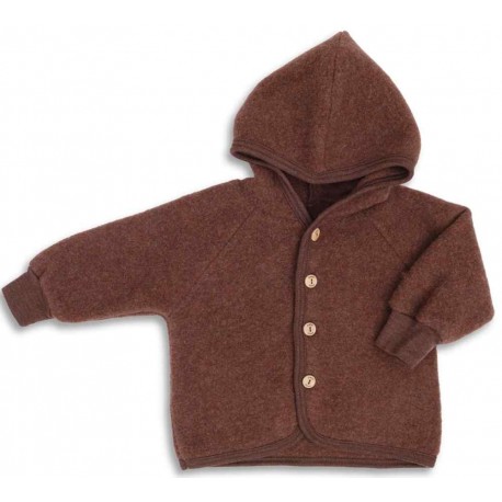 ENGEL - Bio Baby Fleece Jacke mit Kapuze, Wolle, schilf