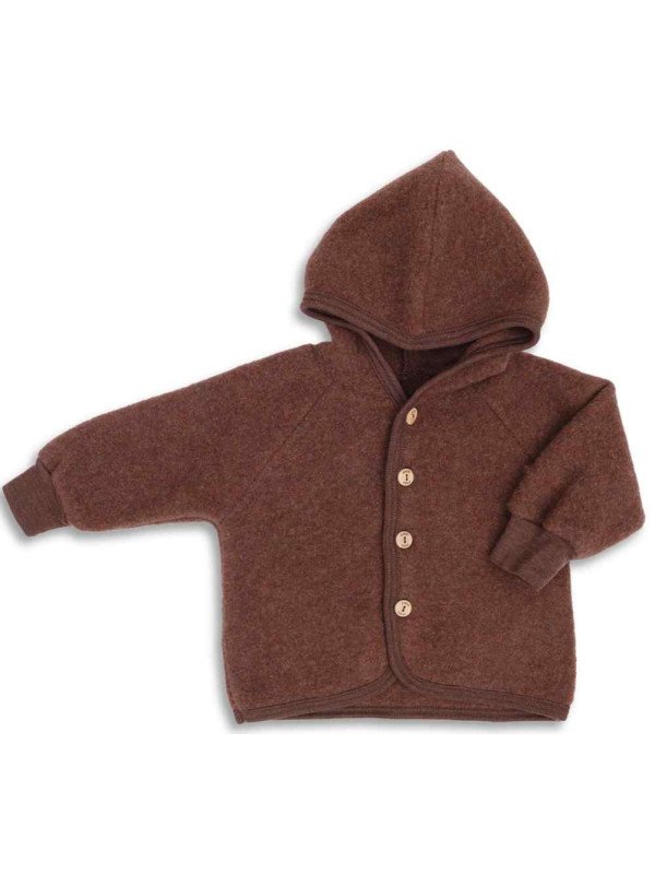 ENGEL - Bio Baby Fleece Jacke mit Kapuze, Wolle, schilf