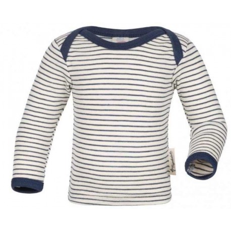 ENGEL - Bio Baby Langarmshirt gestreift, Wolle/Seide, natur/marine