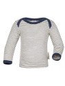 ENGEL - Bio Baby Langarmshirt gestreift, Wolle/Seide, natur/marine