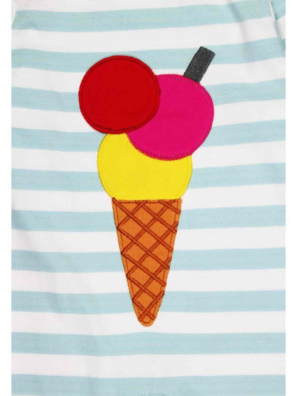 Toby tiger - Bio Kinder T-Shirt mit Eis-Applikation und Streifen, hellblau