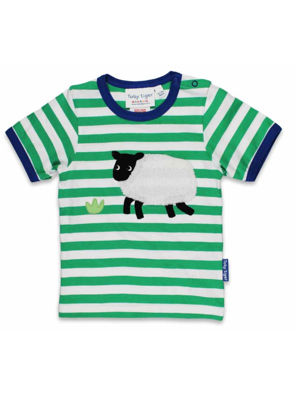 Toby tiger - Bio Kinder T-Shirt mit Schaf-Applikation und Streifen