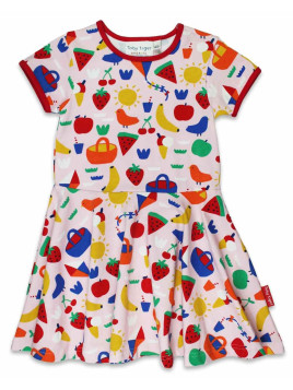Toby tiger - Bio Kinder Jersey Skaterkleid mit Picknick-Allover