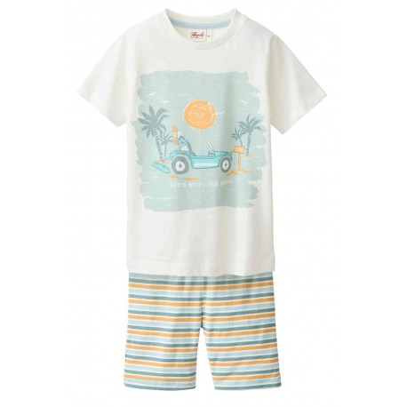 People Wear Organic - Bio Kinder Schlafanzug kurz mit Surfer-Druck und Streifen