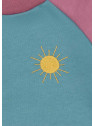 loud + proud - Bio Kinder Sweatshirt zweifarbig mit Sonnenstickerei, topaz/grape