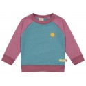 loud + proud - Bio Kinder Sweatshirt zweifarbig mit Sonnenstickerei, topaz/grape