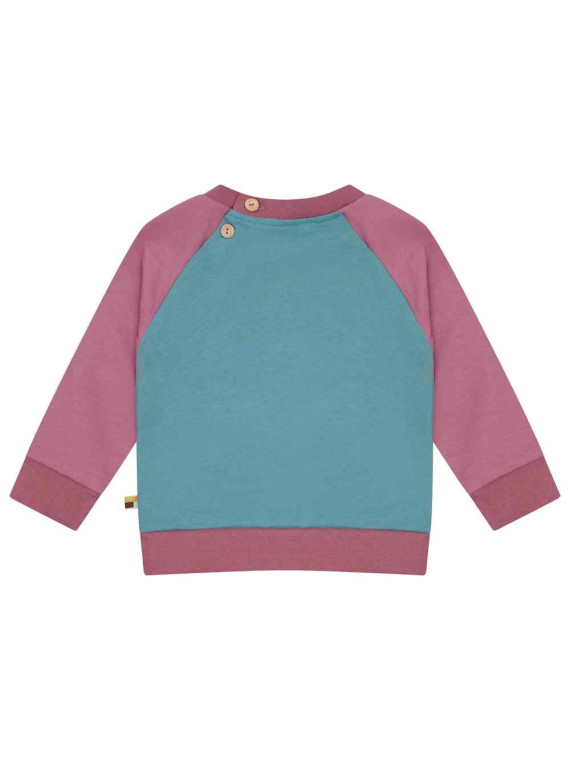 loud + proud - Bio Kinder Sweatshirt zweifarbig mit Sonnenstickerei, topaz/grape
