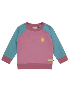 loud + proud - Bio Kinder Sweatshirt zweifarbig mit Sonnenstickerei, grape/topaz