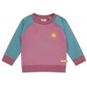 loud + proud - Bio Kinder Sweatshirt zweifarbig mit Sonnenstickerei, grape/topaz