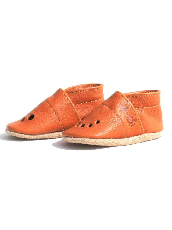 Wilde 10  - Bio Baby Lederschuhe "My first summer", calvados