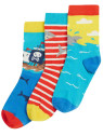 frugi - Bio Kinder Strümpfe 3er-Pack "FRUGI-Rock my Socks" mit Haien und Piratenschiff-Motiven