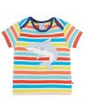 frugi - Bio Kinder T-Shirt "Frugi-Bobster" mit Hai-Applikation und Streifen