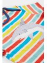 frugi - Bio Kinder T-Shirt "Frugi-Bobster" mit Hai-Applikation und Streifen