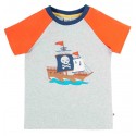 frugi - Bio Kinder T-Shirt "Frugi-Renny" mit Piratenschiff-Applikation