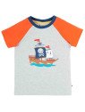 frugi - Bio Kinder T-Shirt "Frugi-Renny" mit Piratenschiff-Applikation