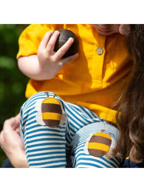 Little Green Radicals - Bio Baby Jersey Hose mit Streifen und Bienen-Patches