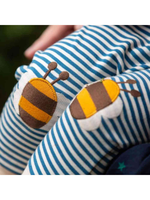 Little Green Radicals - Bio Baby Jersey Hose mit Streifen und Bienen-Patches
