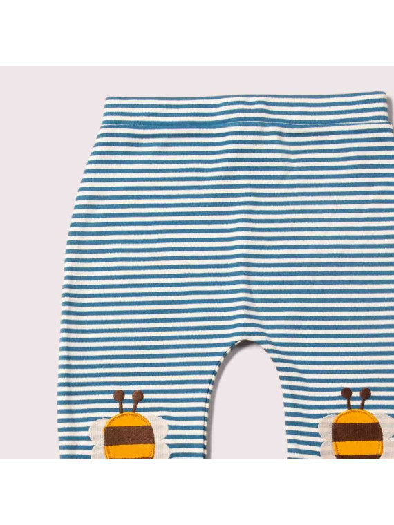 Little Green Radicals - Bio Baby Jersey Hose mit Streifen und Bienen-Patches
