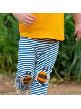 Little Green Radicals - Bio Baby Jersey Hose mit Streifen und Bienen-Patches