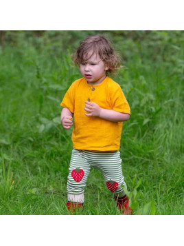 Little Green Radicals - Bio Kinder Jersey Hose mit Streifen und Erdbeer-Patches