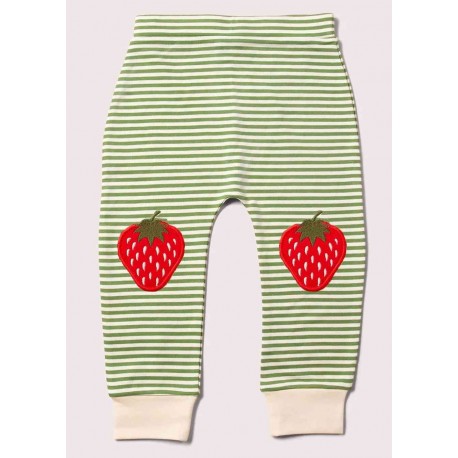 Little Green Radicals - Bio Kinder Jersey Hose mit Streifen und Erdbeer-Patches