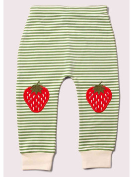 Little Green Radicals - Bio Kinder Jersey Hose mit Streifen und Erdbeer-Patches