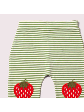 Little Green Radicals - Bio Kinder Jersey Hose mit Streifen und Erdbeer-Patches