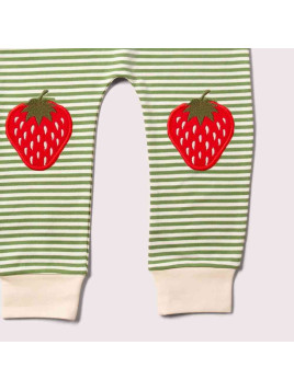 Little Green Radicals - Bio Kinder Jersey Hose mit Streifen und Erdbeer-Patches