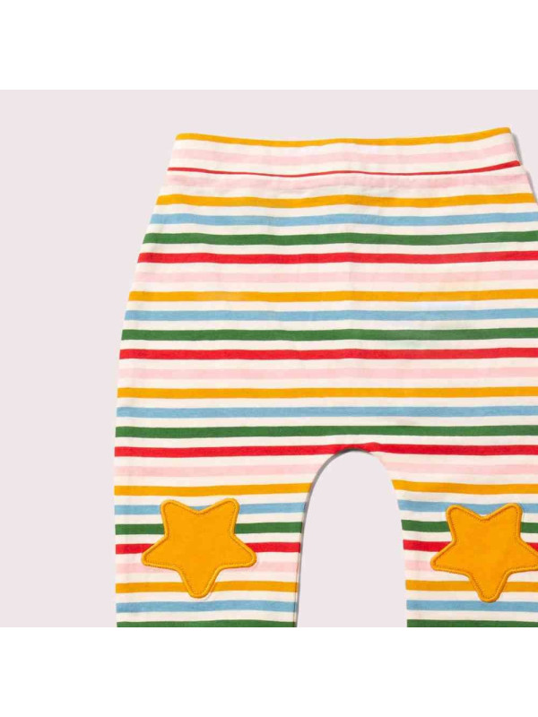Little Green Radicals - Bio Kinder Jersey Hose mit Streifen und Sternen-Patches