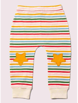 Little Green Radicals - Bio Kinder Jersey Hose mit Streifen und Sternen-Patches