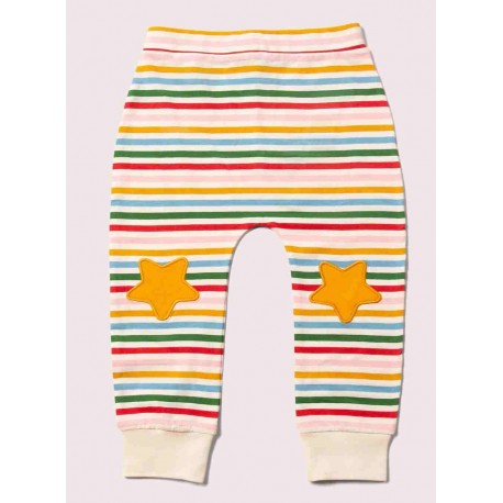 Little Green Radicals - Bio Kinder Jersey Hose mit Streifen und Sternen-Patches