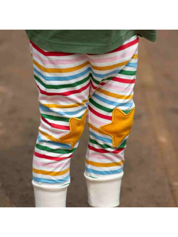 Little Green Radicals - Bio Kinder Jersey Hose mit Streifen und Sternen-Patches