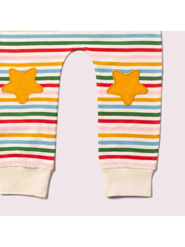 Little Green Radicals - Bio Kinder Jersey Hose mit Streifen und Sternen-Patches
