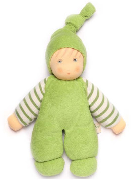 Nanchen Natur - Bio Baby Schmusepuppe "Wuschel" 26cm, grün