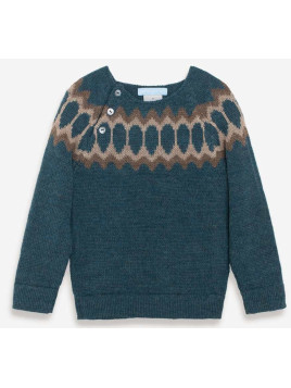 serendipity organics - Bio Kinder Raglan Strickpullover, Alpakawolle, dark Reef