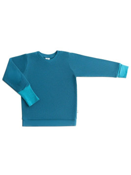 Leela Cotton - Bio Kinder Sweatshirt mit Waffelstruktur , donaublau