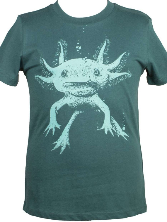 Nüx - Bio Kinder T-Shirt mit Axolotl-Druck, laced green