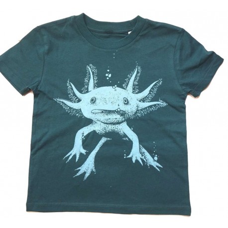 Nüx - Bio Kinder T-Shirt mit Axolotl-Druck, laced green