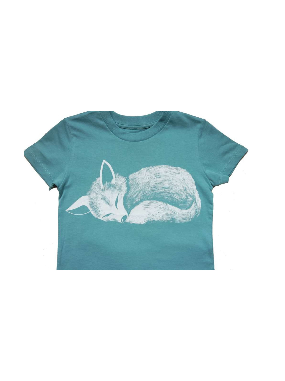 Nüx - Bio Kinder T-Shirt mit Fuchs-Druck, teal