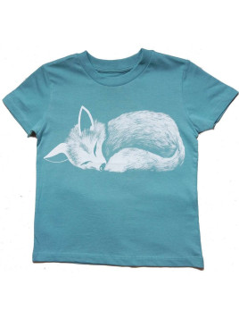 Nüx - Bio Kinder T-Shirt mit Fuchs-Druck, teal