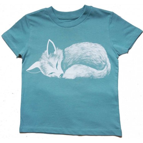 Nüx - Bio Kinder T-Shirt mit Fuchs-Druck, teal