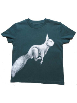 Nüx - Bio Kinder T-Shirt mit Eichhörnchen-Druck, laced green