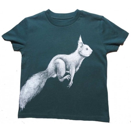 Nüx - Bio Kinder T-Shirt mit Eichhörnchen-Druck, laced green